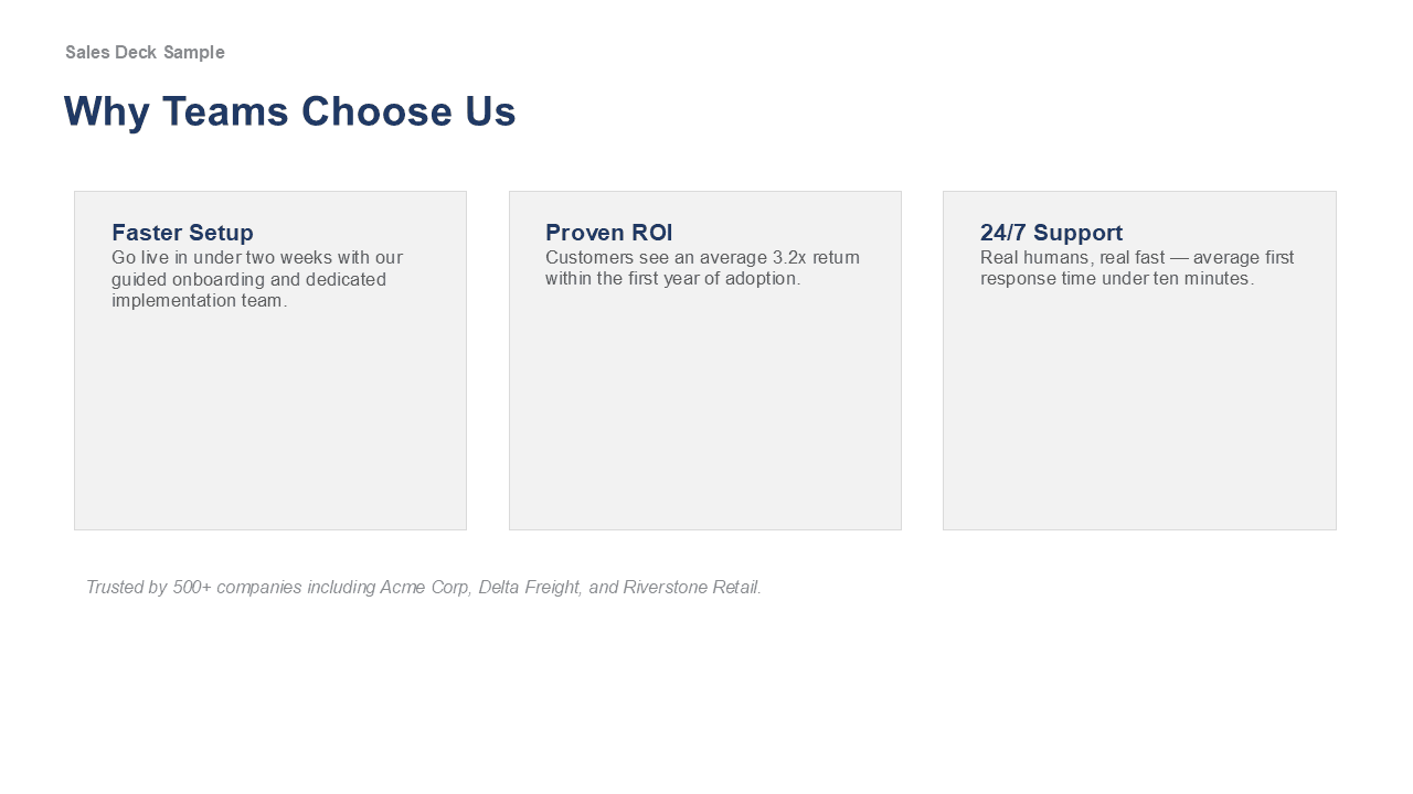 Cluttered sales deck before redesign
